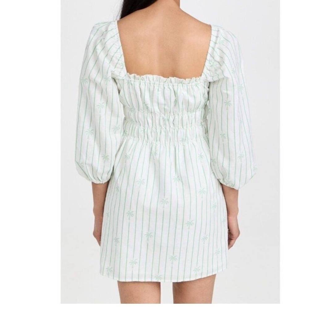 NWT CHARLIE HOLIDAY LINEN SHORT PALM STRIPE MIDI DRESS SIZE 10 - Picture 4 of 11
